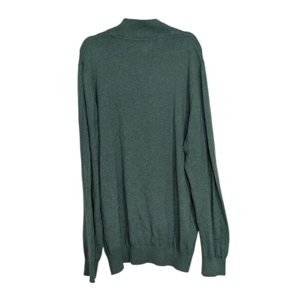 LL Bean 1/4 Zip Sweater Mens Size Large Tall Green Cotton Cashmere Pullover - Picture 5 of 8